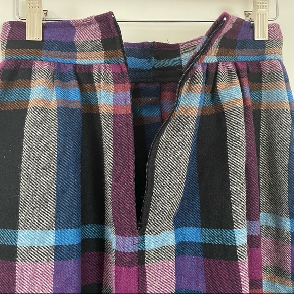 Vintage Clyde Wool-blend Plaid Pleated Midi Skirt - Picture 10 of 13